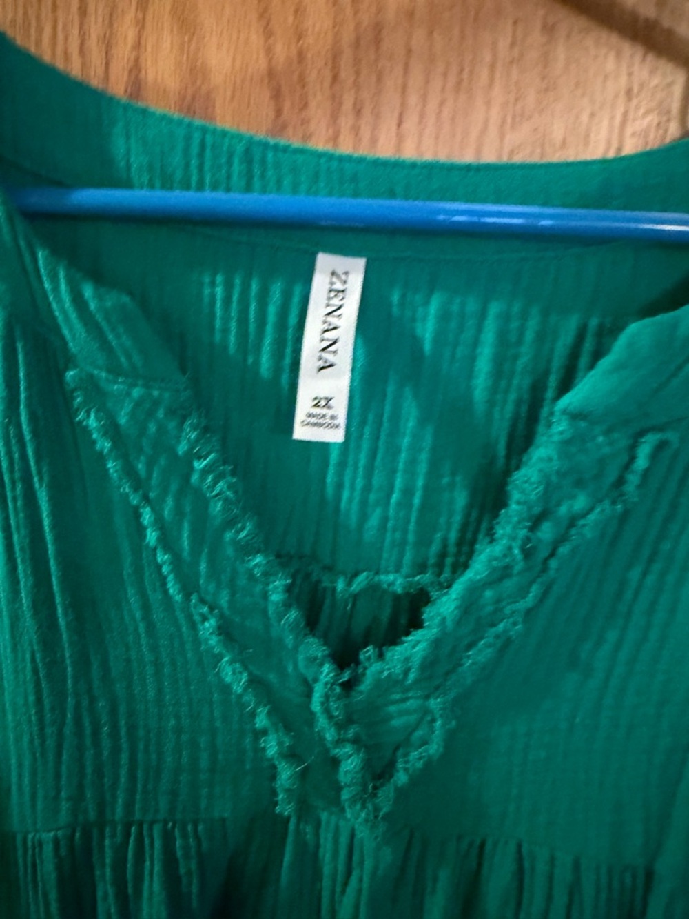 Zenana Outfitters Teal Crinkle Gauze Boho Tunic - Picture 2 of 3
